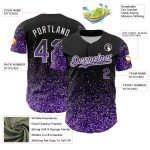 Customizable 3D Glittering Dot Baseball Jersey with Team Name and Number - Black Purple White Abstract Design Personalized
