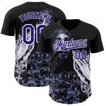Personalized Jesus Christ Baseball Jersey with 3D Black Purple-White Pattern, Custom Name & Number - Authentic Team Apparel