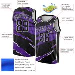 Personalized 3D Torn Paper Style Basketball Jersey Black Purple White Personalized Black Purple-White 3D Torn Paper Style