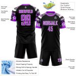 Personalized Animal Print Soccer Jersey in Black Purple-White Sublimation Design Personalized Black Purple-White Animal Print