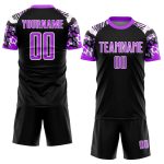Custom Animal Print Soccer Jersey with Personalized Name and Number - Black Purple White Sublimation Team Uniform Personalized