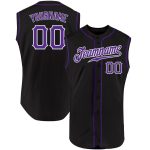 Custom Name Number Personalized Baseball Jersey Black Purple-White Sleeveless Authentic Team Shirt Personalized Black Purple-White