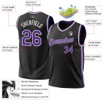 Custom Name Number Basketball Jersey - Authentic Black Purple White Throwback Design Personalized Black Purple-White Authentic