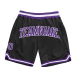 Custom Name and Number Personalized Black Purple White Basketball Shorts - Authentic Throwback Design Personalized Black