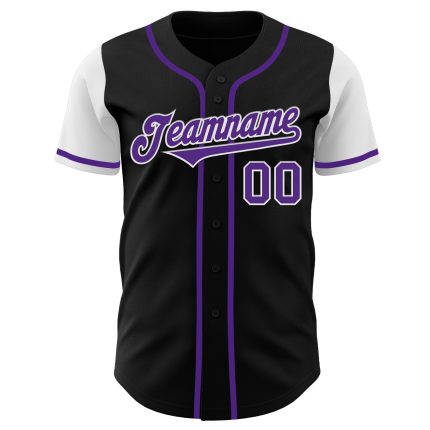 Personalized Two Tone Baseball Jersey with Custom Name and Number - Black Purple-White Authentic Team Gear Personalized Black