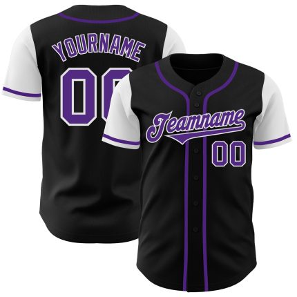 Personalized Two Tone Baseball Jersey with Custom Name and Number - Black Purple-White Authentic Team Gear Personalized Black
