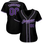 Personalized Black and Purple Baseball Jersey for Custom Style and Fit Personalized Black Purple-White Baseball Jersey 2