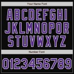 Personalized Varsity Letterman Jacket Black Purple White Full-Snap Bomber Jacket Personalized Black Purple-White Bomber Full-Snap