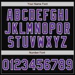 Personalized Two Tone Bomber Jacket Black Purple White Full-Snap Varsity Letterman Personalized Black Purple-White Bomber