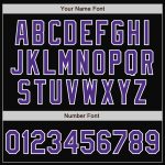 Custom Team Bomber Jacket with Name and Number - Personalized Two Tone Black Purple White Varsity Full-Snap Letterman Personalized