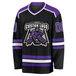 Custom Team Hockey Jersey with Personalized Name and Number - Black Purple White Personalized Black Purple-White Hockey Jersey
