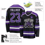 Custom Team Hockey Jersey with Personalized Name and Number - Black Purple White Personalized Black Purple-White Hockey Jersey