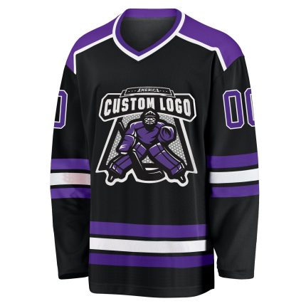 Personalized Black Purple White Hockey Jersey for Men Women - Custom Team Apparel Personalized Black Purple-White Hockey