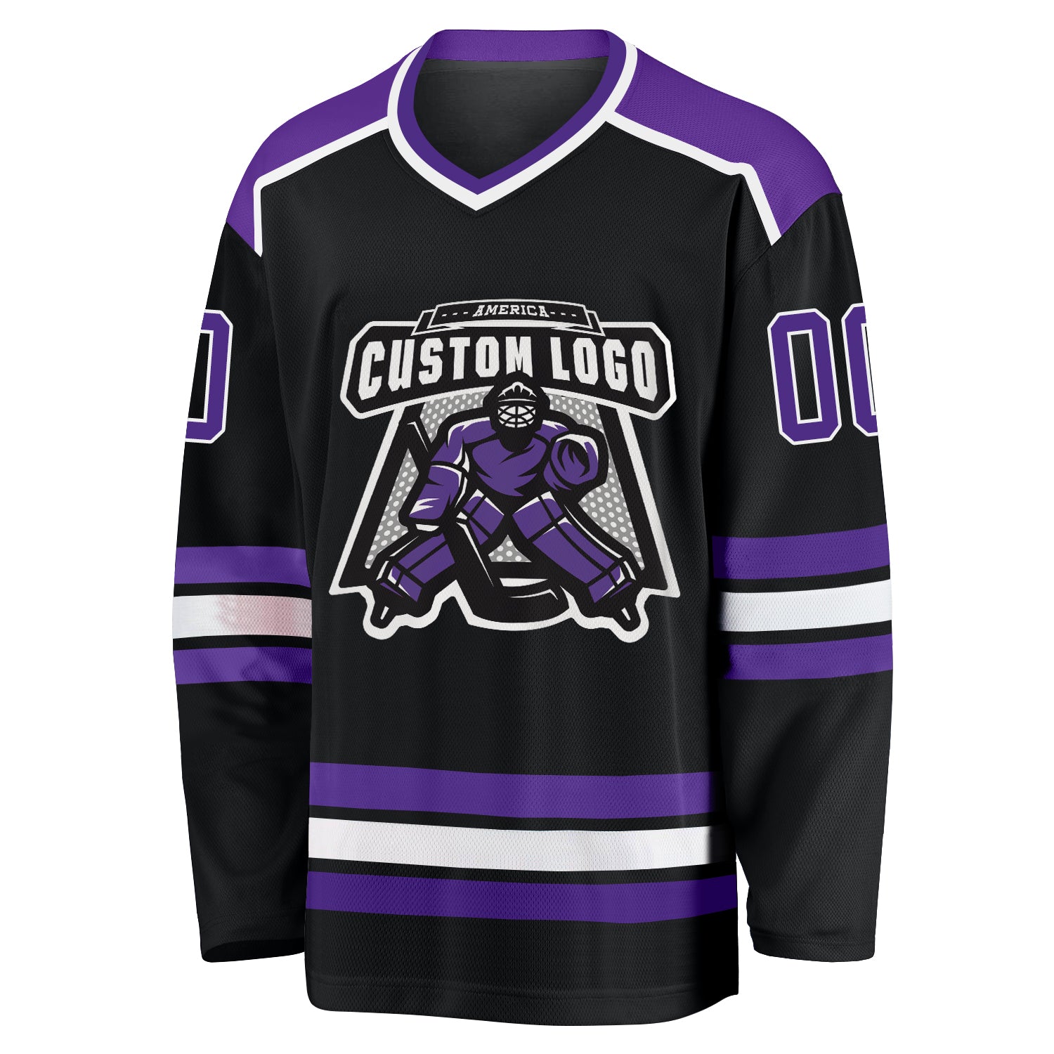 Personalized Black Purple White Hockey Jersey for Men Women - Custom Team Apparel Personalized Black Purple-White Hockey - Image 2