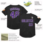 Personalized Black Purple White Mesh Throwback Baseball Jersey - Authentic Design Personalized Black Purple-White Mesh Authentic