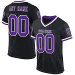 Custom Name Number Personalized Football Jersey Black Purple White Mesh Authentic Throwback Personalized Black Purple-White