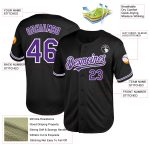 Personalized Black Purple White Throwback Baseball Jersey for Men Personalized Black Purple-White Mesh Throwback Baseball