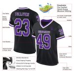 Personalized Throwback Football Jersey - Black Purple White Mesh Design Personalized Black Purple-White Mesh Throwback Football