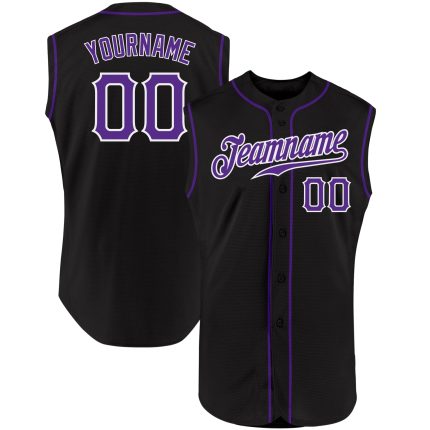 Custom Black Purple White Sleeveless Baseball Jersey for Men and Women Personalized Black Purple-White Sleeveless Baseball