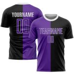 Personalized Soccer Jersey Black Purple and White Sublimation Fashion Split Design Personalized Black Purple-White Sublimation