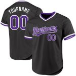 Personalized Throwback Baseball Jersey Black Purple White Design for Fans Personalized Black Purple-White Throwback Baseball