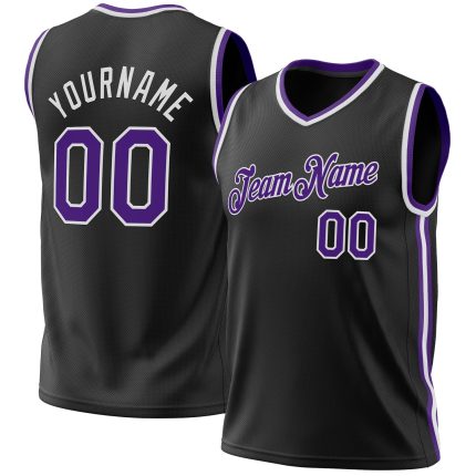 Personalized Throwback Basketball Jersey in Black Purple White for Ultimate Style Personalized Black Purple-White Throwback
