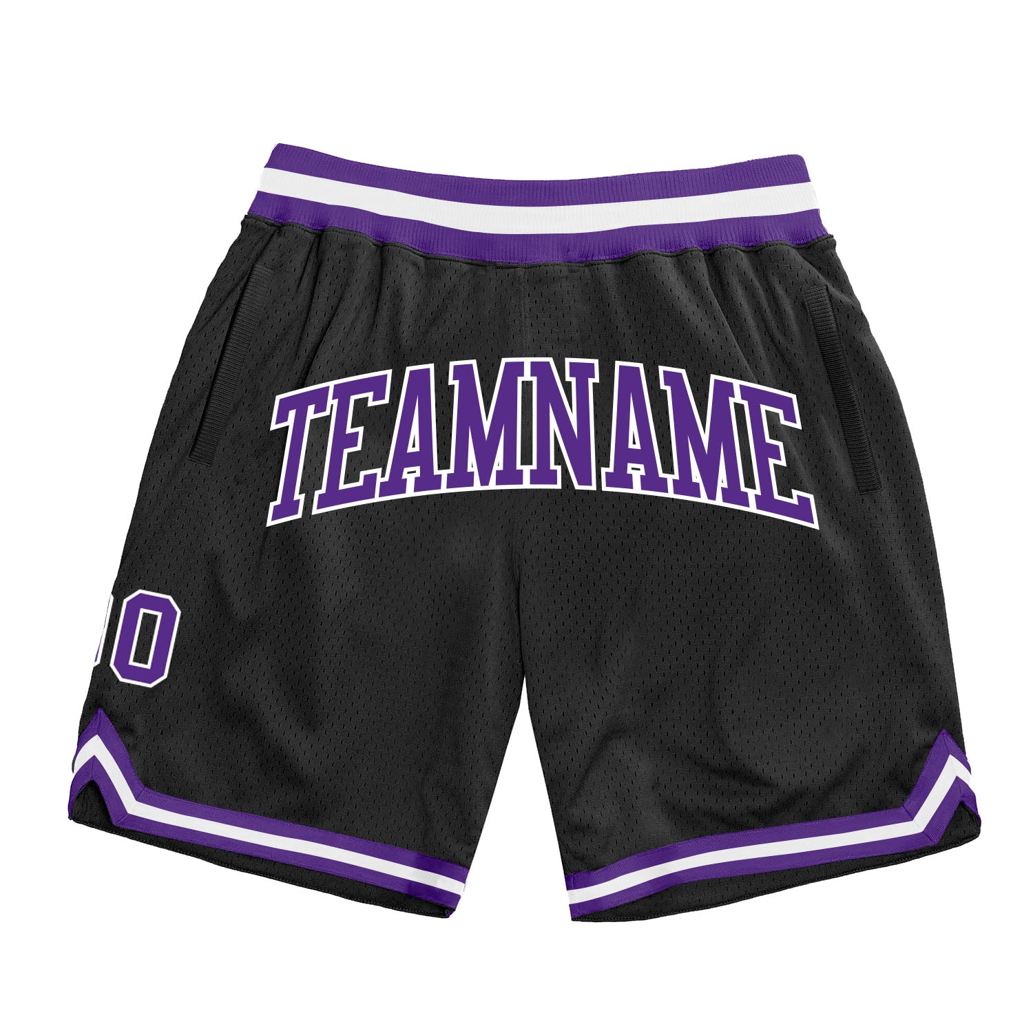 Personalized Basketball Shorts in Black Purple White Throwback Style Personalized Black Purple-White Throwback Basketball