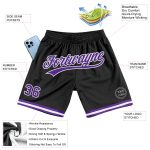 Personalized Throwback Basketball Shorts Black Purple White for Men Personalized Black Purple-White Throwback Basketball