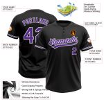 Personalized Unisex Softball Jersey Black Purple White Two-Button Design Personalized Black Purple-White Two-Button Unisex