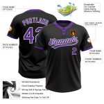 Custom Unisex Softball Jersey in Black Purple and White - Two-Button Design Personalized Black Purple-White Two-Button Unisex