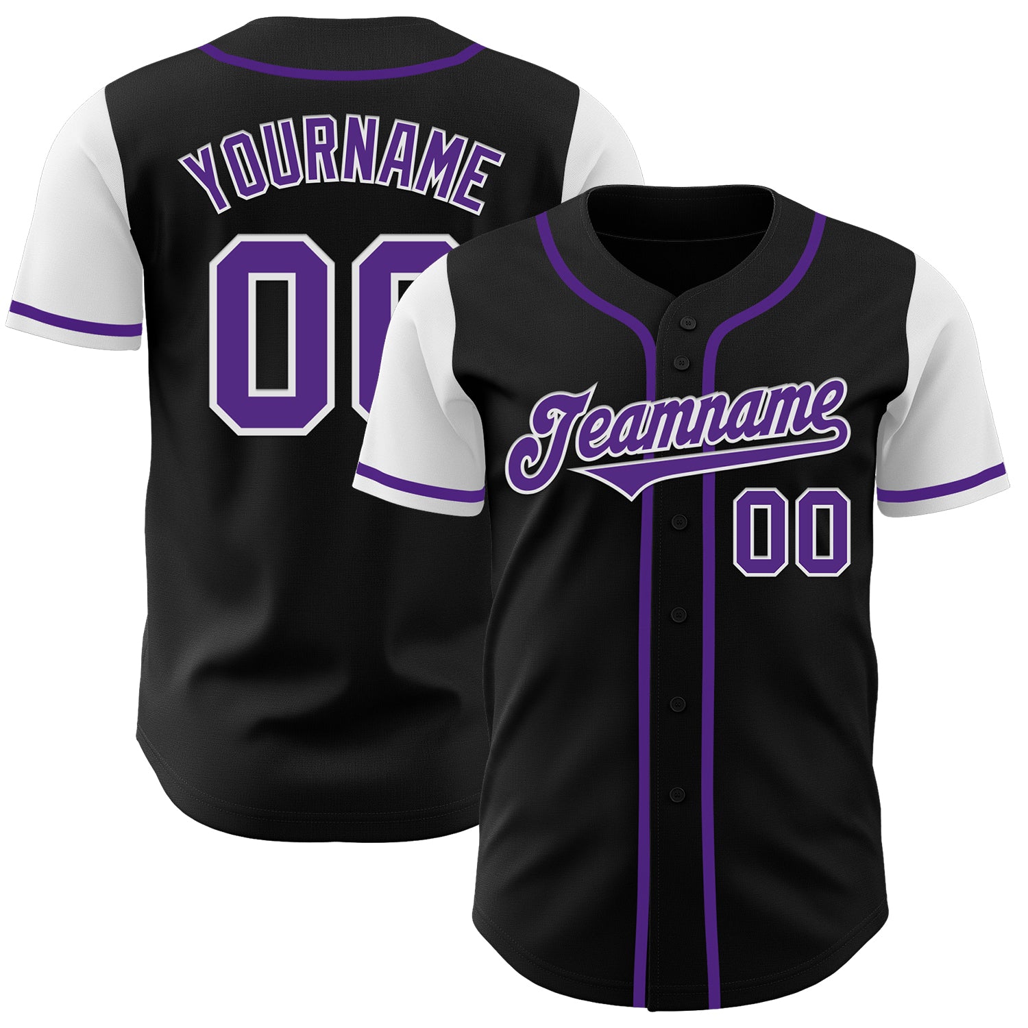 Personalized Black Purple White Two Tone Baseball Jersey for Men and Women Personalized Black Purple-White Two Tone Baseball