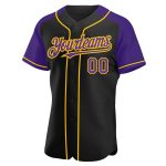 Custom Name and Number Personalized Black Purple Yellow Baseball Jersey with Authentic Raglan Sleeves Personalized Black