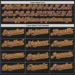Personalized Black Purple Yellow Baseball Jersey with Raglan Sleeves Personalized Black Purple-Yellow Raglan Sleeves Baseball