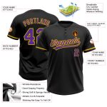 Personalized Unisex Softball Jersey - Black Purple Yellow Two-Button Design Personalized Black Purple-Yellow Two-Button Unisex