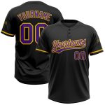 Personalized Unisex Softball Jersey - Black Purple Yellow Two-Button Design Personalized Black Purple-Yellow Two-Button Unisex