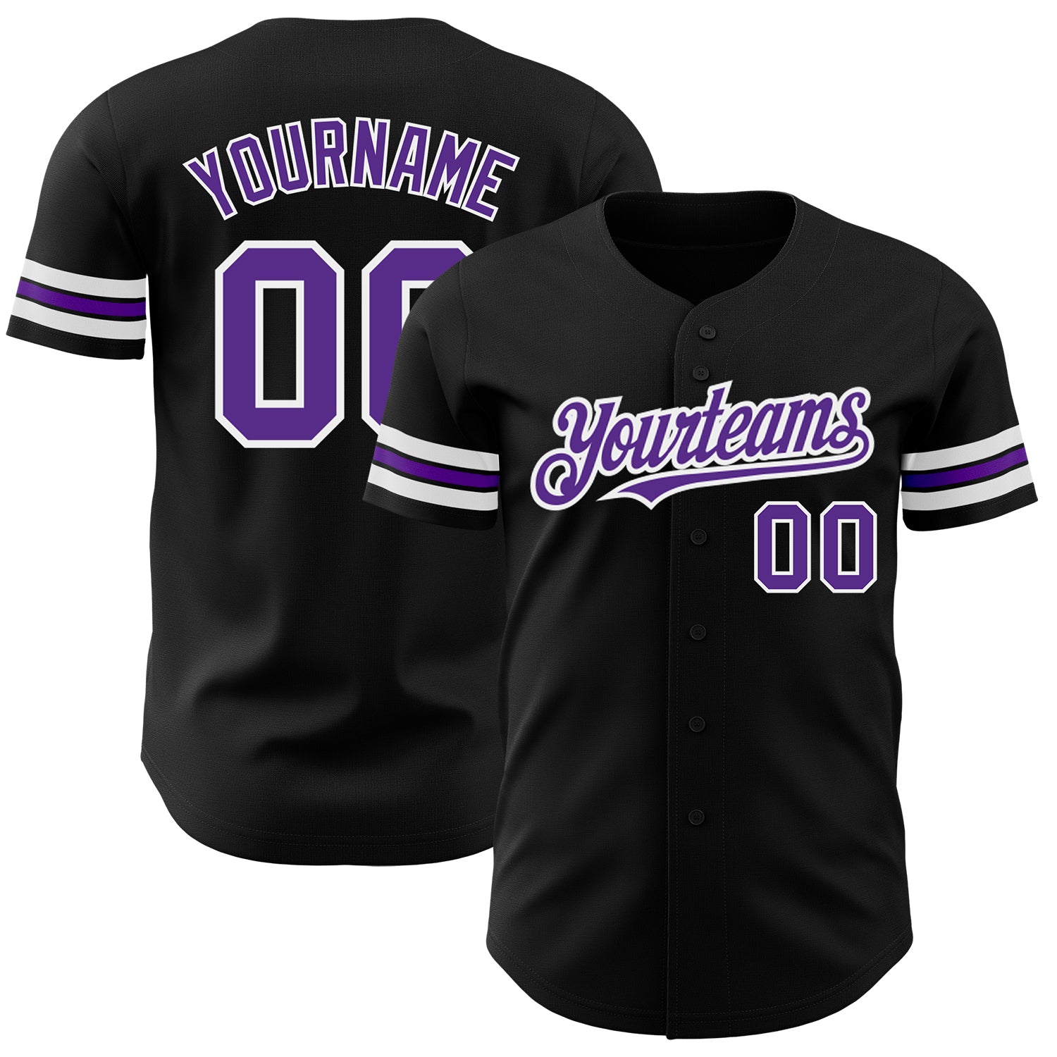 Custom Name Number Authentic Baseball Jersey Black Purple White Personalized Team Gear Personalized Black PurpleWhite Authentic