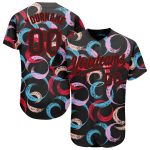 Personalized 3D Abstract Grunge Art Baseball Jersey in Black and Red Personalized Black Red 3D Abstract Grunge Art Baseball