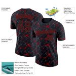Personalized 3D Abstract Black Red Network T-Shirt for Performance Fitness Personalized Black Red 3D Abstract Network Performance