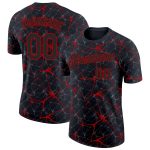 Personalized 3D Abstract Black Red Network T-Shirt for Performance Fitness Personalized Black Red 3D Abstract Network Performance