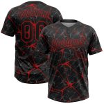Custom 3D Abstract Network Black Red Unisex Softball Jersey - Personalized Two-Button Design Personalized Black Red 3D Abstract
