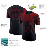 Personalized 3D Abstract Sharp Shape Performance T-Shirt in Black and Red Personalized Black Red 3D Abstract Sharp Shape