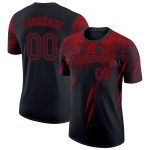 Personalized 3D Abstract Sharp Shape Performance T-Shirt in Black and Red Personalized Black Red 3D Abstract Sharp Shape