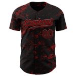 Personalized 3D Abstract Splatter Texture Baseball Jersey - Black Red Design Personalized Black Red 3D Abstract Splatter