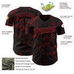 Personalized 3D Abstract Splatter Texture Baseball Jersey - Black Red Design Personalized Black Red 3D Abstract Splatter