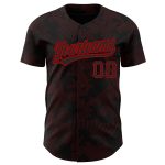Custom Black and Red 3D Curve Lines Baseball Jersey for Personalized Style Personalized Black Red 3D Curve Lines Baseball