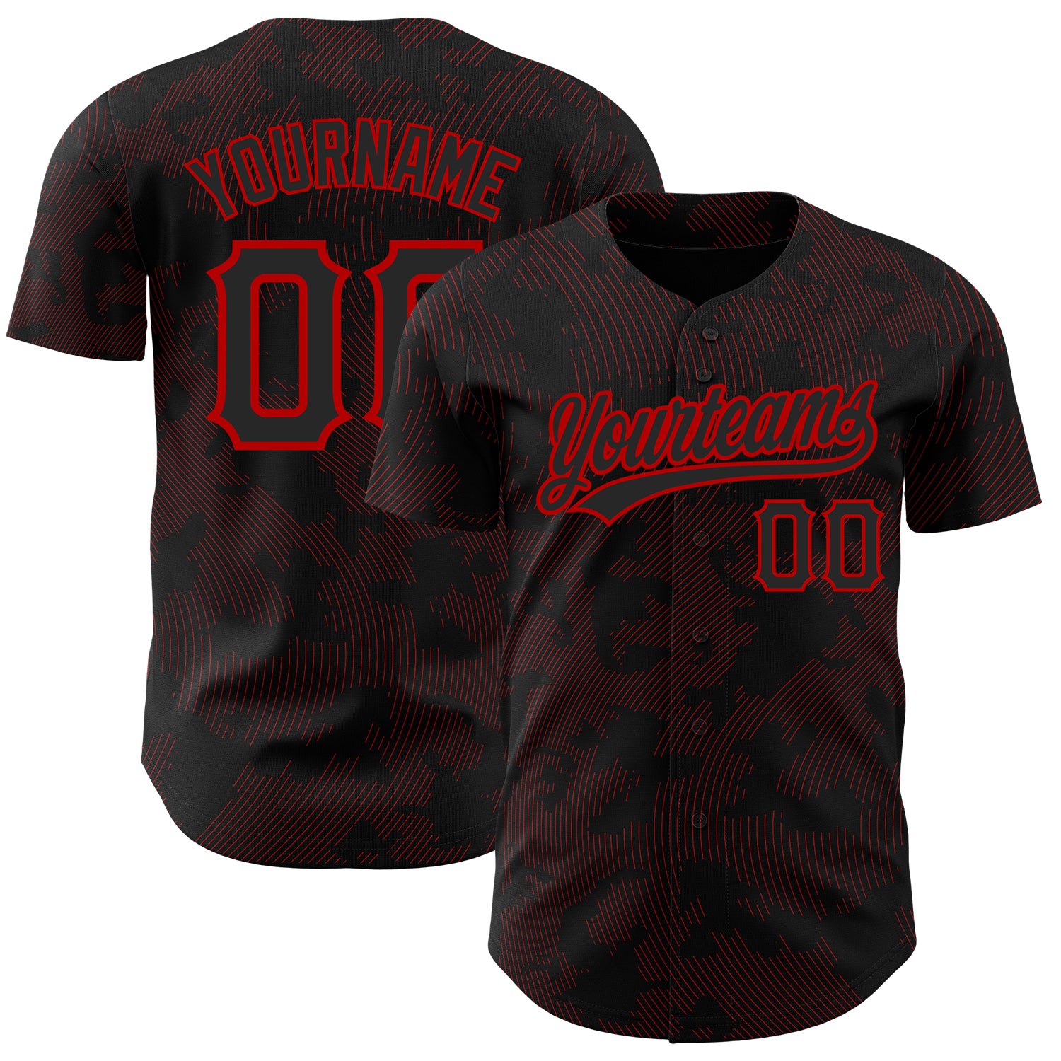 Custom Black and Red 3D Curve Lines Baseball Jersey for Personalized Style Personalized Black Red 3D Curve Lines Baseball
