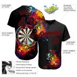 Custom 3D Baseball Jersey Black Red Personalized Design - Dart Board Theme Personalized Black Red 3D Dart Board Baseball