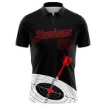 Personalized 3D Dart Board Polo Shirt Black Red Performance Golf Shirt Personalized Black Red 3D Dart Board Target Performance