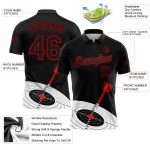 Personalized 3D Dart Board Polo Shirt Black Red Performance Golf Shirt Personalized Black Red 3D Dart Board Target Performance