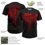 Personalized 3D Dripping Splatter Art Softball Jersey Unisex Two-Button Black Red Personalized Black Red 3D Dripping Splatter
